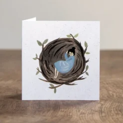 Cottontails Baby Cards|Asleep in a Nest Card