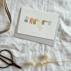 Cottontails Baby Cards|Baby clothes washing line card 'Congratulations'