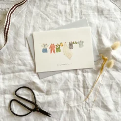 Cottontails Baby Cards|Baby clothes washing line card 'Congratulations'