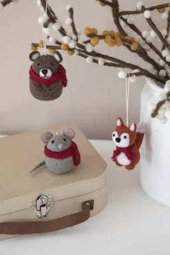 Cottontails Baby Handmade Felt|En Gry & Sif fox with red scarf felt fox