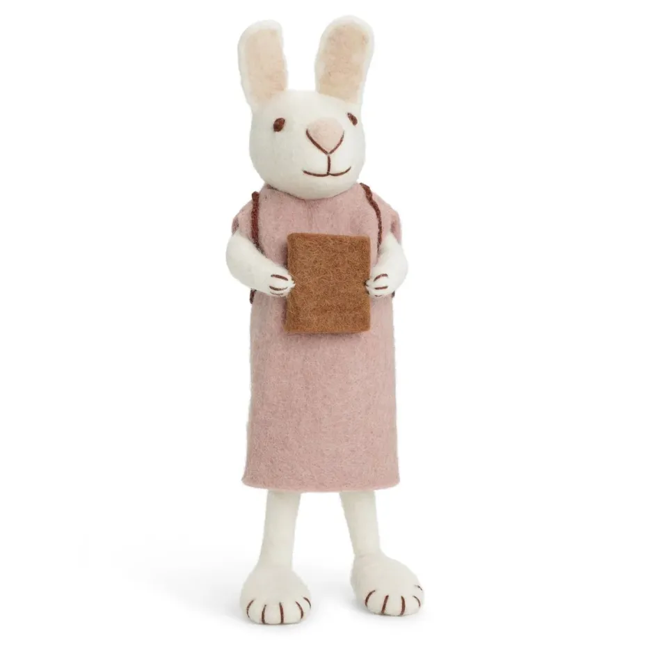 Cottontails Baby Felt Bunnies|Soft Toy Bunnies|En Gry & Sif little white hare - school girl