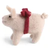 Cottontails Baby Handmade Felt|En Gry & Sif Pig with red loop