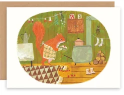 Cottontails Baby Cards|Little Kitchen|Greeting Card - Baking Squirrel