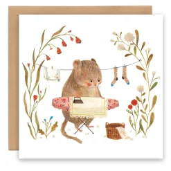 Cottontails Baby Cards|Greeting Card - Housework Mouse