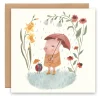Cottontails Baby Cards|Greeting Card - Little Pig in the Rain