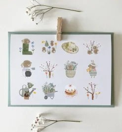 Cottontails Baby Stickers & Stationery|Cards|Handmade Card & Stickers - Spring Bunnies