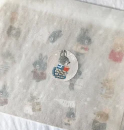 Cottontails Baby Stickers & Stationery|Bunny Cards & Stationery|Handmade Paper Stickers - Cosy Bunnies