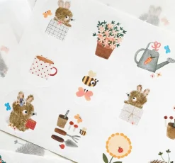 Cottontails Baby Stickers & Stationery|Bunny Cards & Stationery|Handmade Paper Stickers - Gardening Bunnies