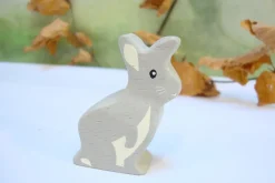 Cottontails Baby Wooden Bunnies|Wooden Toys|Little wooden woodland animal - grey rabbit