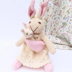 Cottontails Baby Soft Toy Bunnies|Mother Rabbit and Baby - hand knitted organic cotton