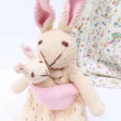 Cottontails Baby Soft Toy Bunnies|Mother Rabbit and Baby - hand knitted organic cotton