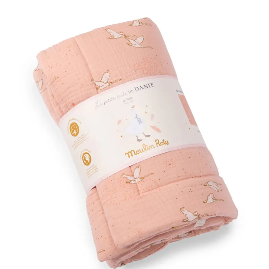 Cottontails Baby Clothing & Nursery|Moulin Roty Pink Swans Baby Quilt 90cm