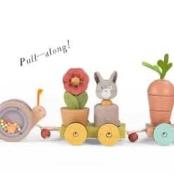 Cottontails Baby Wooden Bunnies|Wooden Toys|Moulin Roty Three Rabbits Pull-along Wooden Train