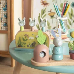 Cottontails Baby Wooden Bunnies|Wooden Toys|Moulin Roty Three Rabbits Wooden Stacking Toy