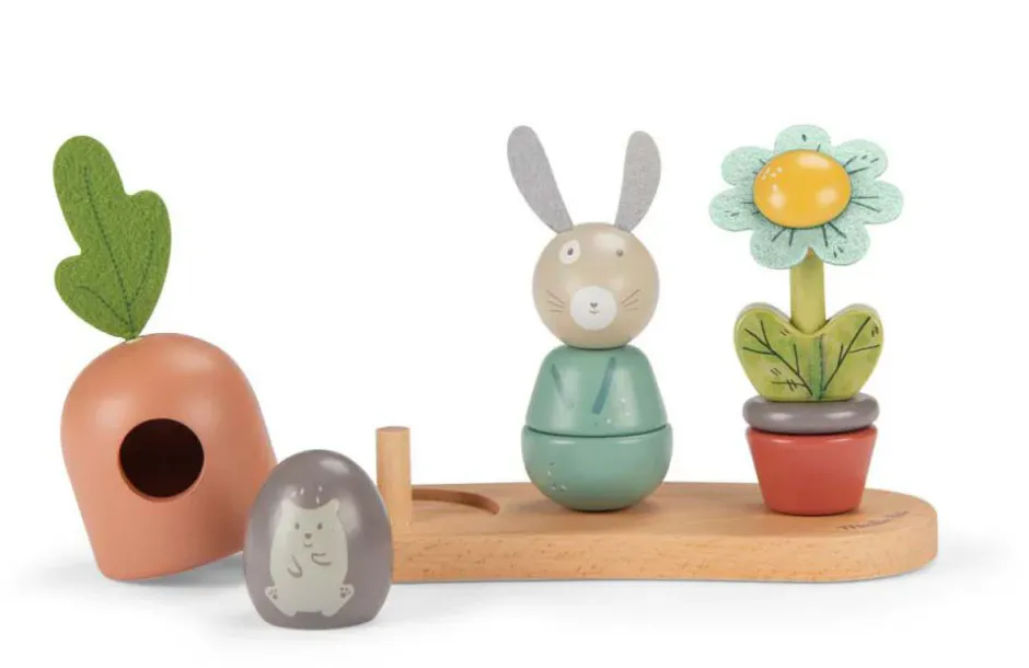 Cottontails Baby Wooden Bunnies|Wooden Toys|Moulin Roty Three Rabbits Wooden Stacking Toy