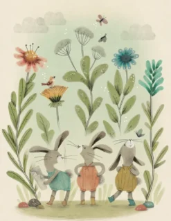 Cottontails Baby Wooden Bunnies|Wooden Toys|Moulin Roty Three Rabbits Musical Jewellery Box