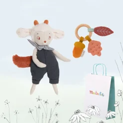 Cottontails Baby Handpicked Gift Sets|Comforters & Rattles|New Baby Gift Set - lamb & leaves