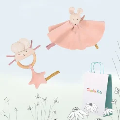 Cottontails Baby Handpicked Gift Sets|Comforters & Rattles|New Baby Gift Set - two pink mice