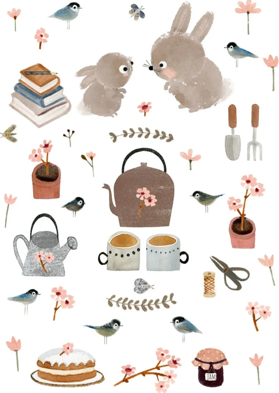 Cottontails Baby Cards|Bunny Cards & Stationery|Postcard & Envelope - Bunny Teatime