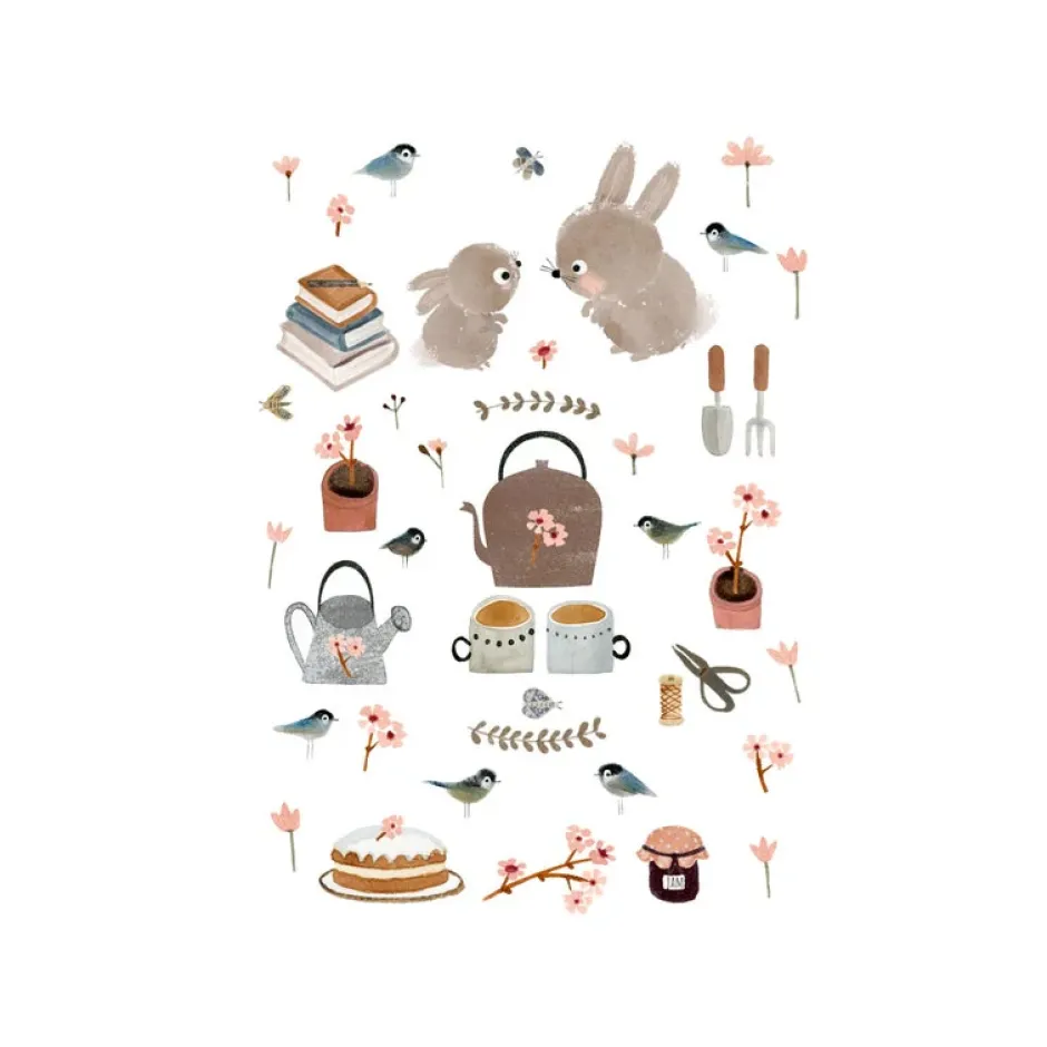 Cottontails Baby Cards|Bunny Cards & Stationery|Postcard & Envelope - Bunny Teatime