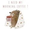 Cottontails Baby Cards|Postcard & Envelope - Hedgehog & Morning Coffee