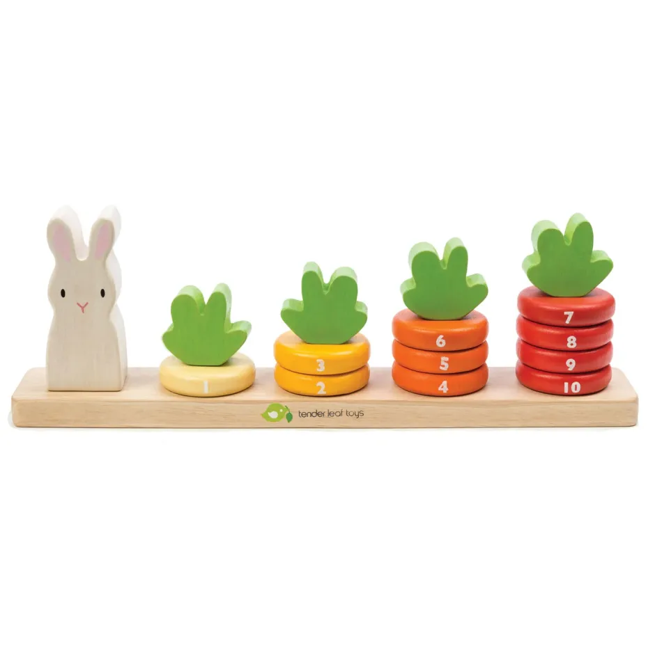Cottontails Baby Wooden Bunnies|Wooden Toys|Tender Leaf Wooden Toy - Counting Carrots