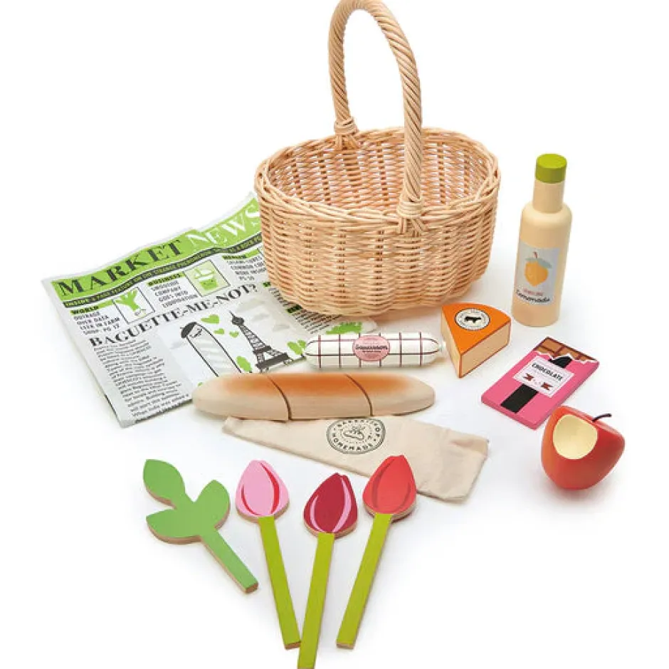Cottontails Baby Little Kitchen|Wooden Toys|Wicker Shopping Basket